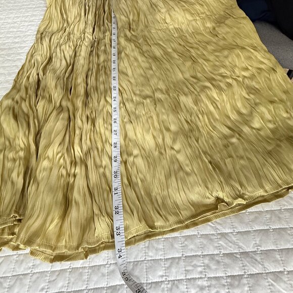 Esqualo Womens Gold Crinkle Pleated midi Skirt US 6 EU 36 Polyester Blend Lined - Picture 8 of 8